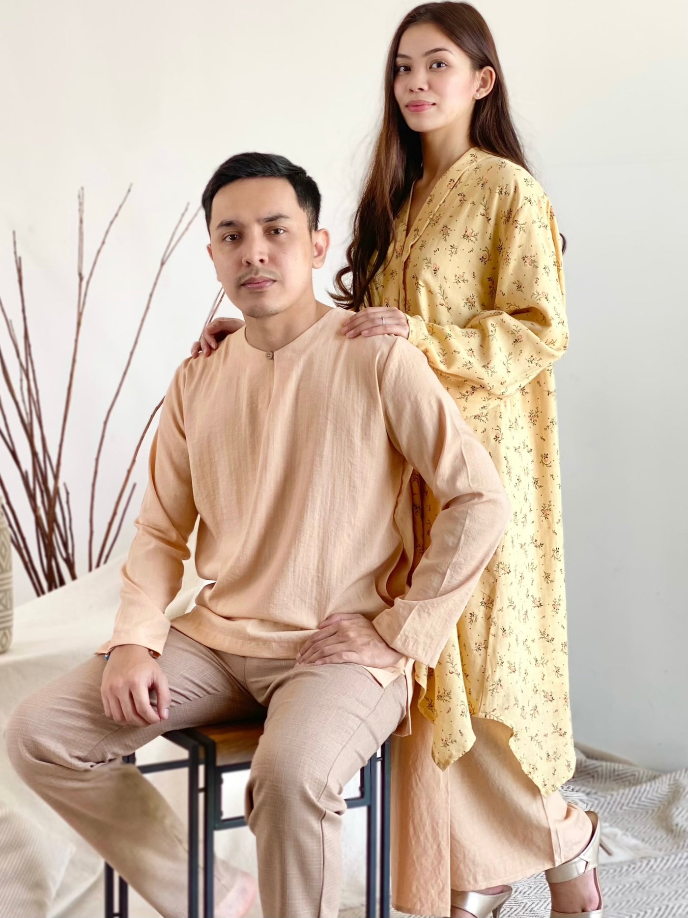 BUDI Teluk Belanga Kurta in Peach