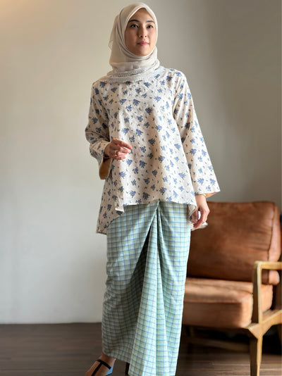 CENDANA Short Kurung Set in Mint Floral