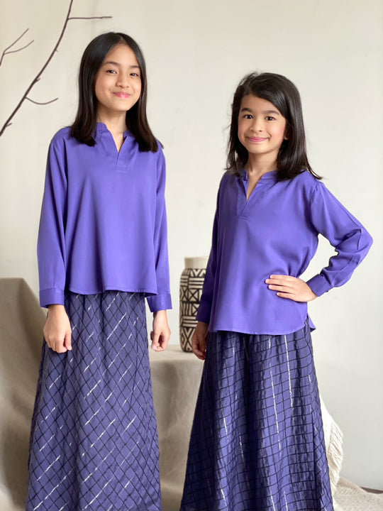 MERDU Tunic with Flared Skirt Set in Purple