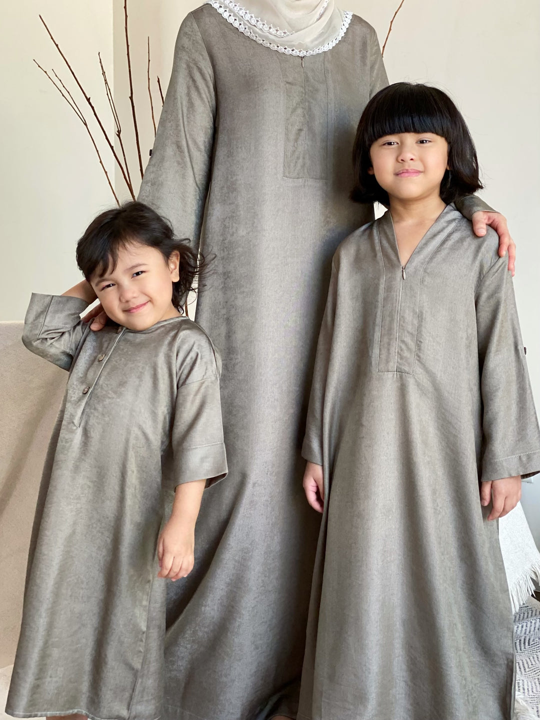 MALIQA Baby's Jubah in Mud Green