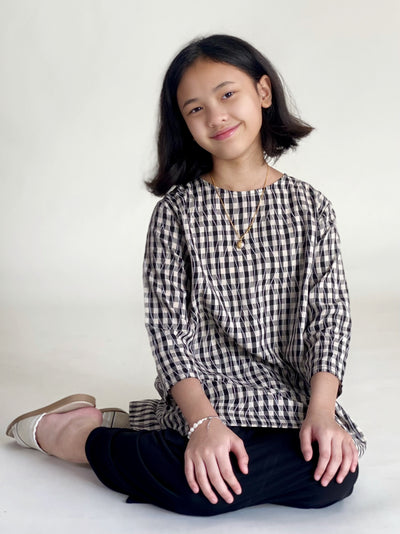 SUKMA Long Kurung Set in Black Gingham
