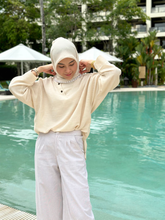 AKASIA Linen Blouse in Vanilla