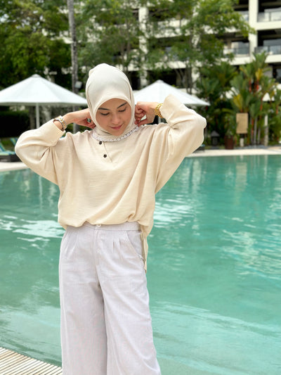 AKASIA Linen Blouse in Vanilla