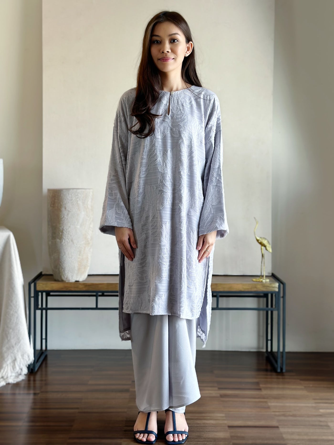 TANJUNG Long Kurung Set in Grey