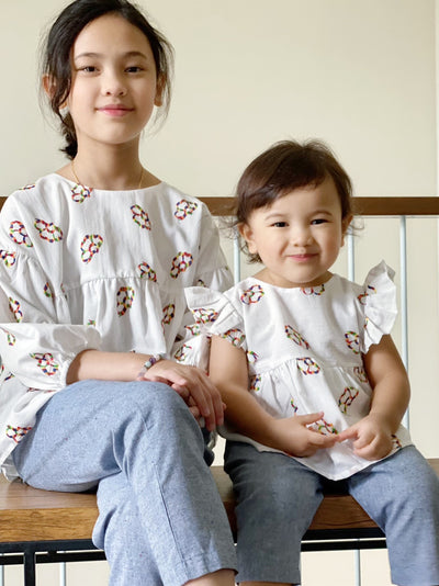 MEREDITH Embroidered Gathered Blouse