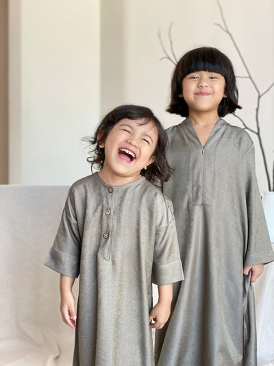 MALIQA Baby's Jubah in Mud Green