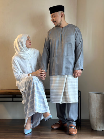 MALIK Teluk Belanga Baju Melayu Set in Pewter
