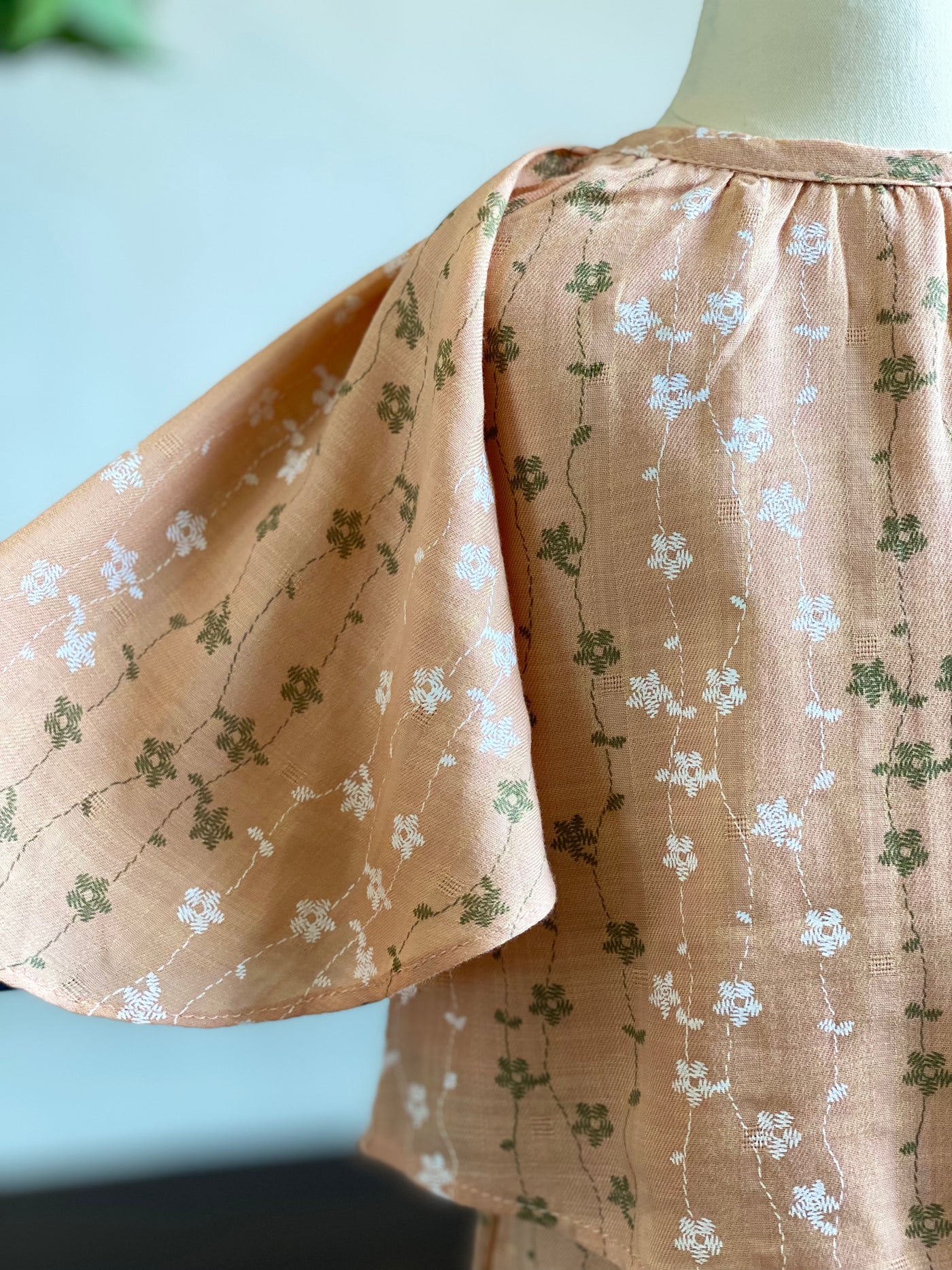 SUFI Baby's Batwing Kurung Set in Peach Floral