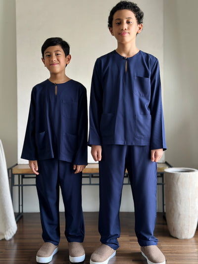 NUH Teluk Belanga Baju Melayu Set in Navy