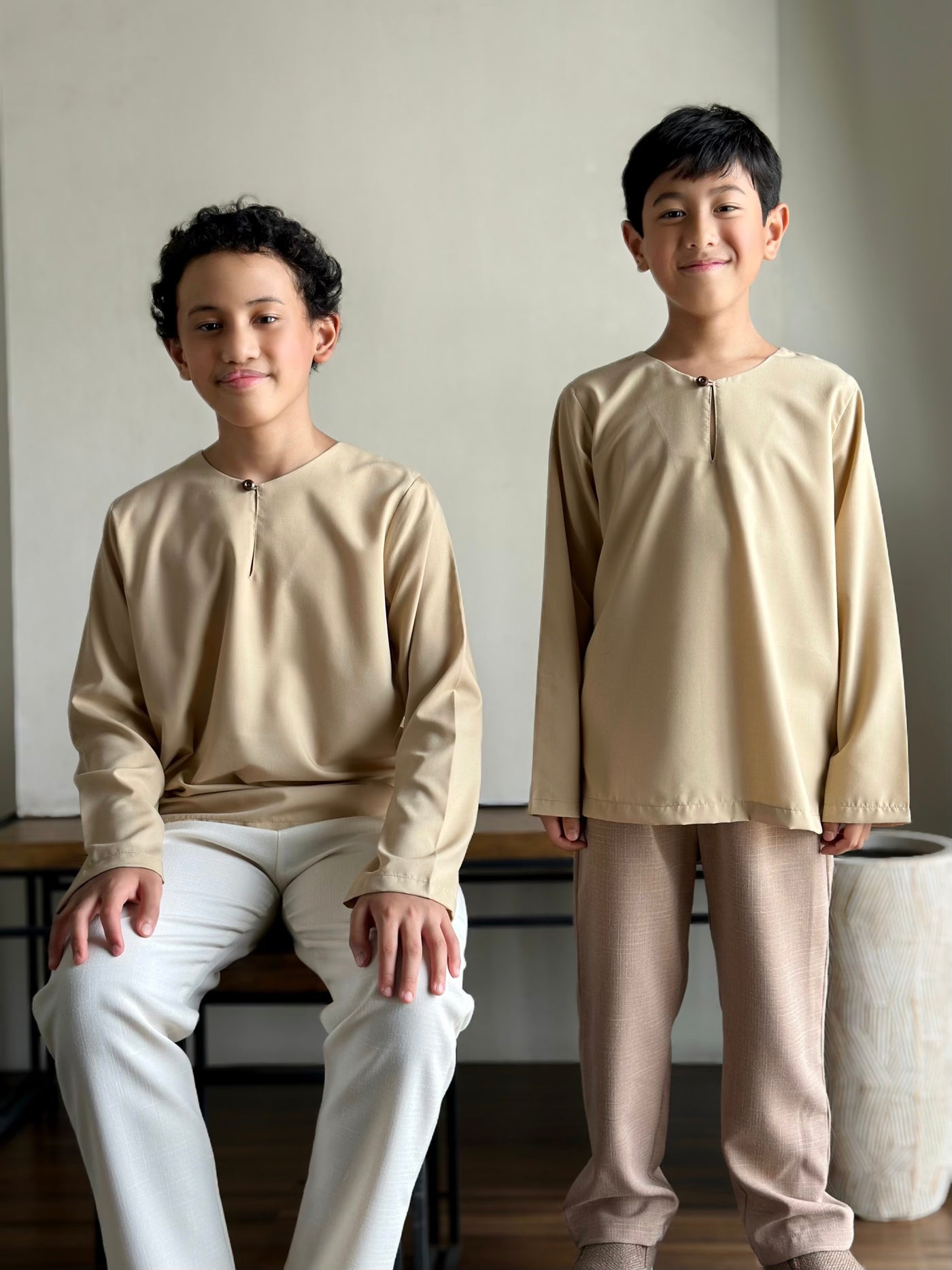 DAMAI Teluk Belanga Kurta in Tan
