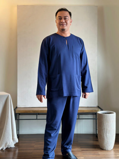 MALIK Teluk Belanga Baju Melayu Set in Navy