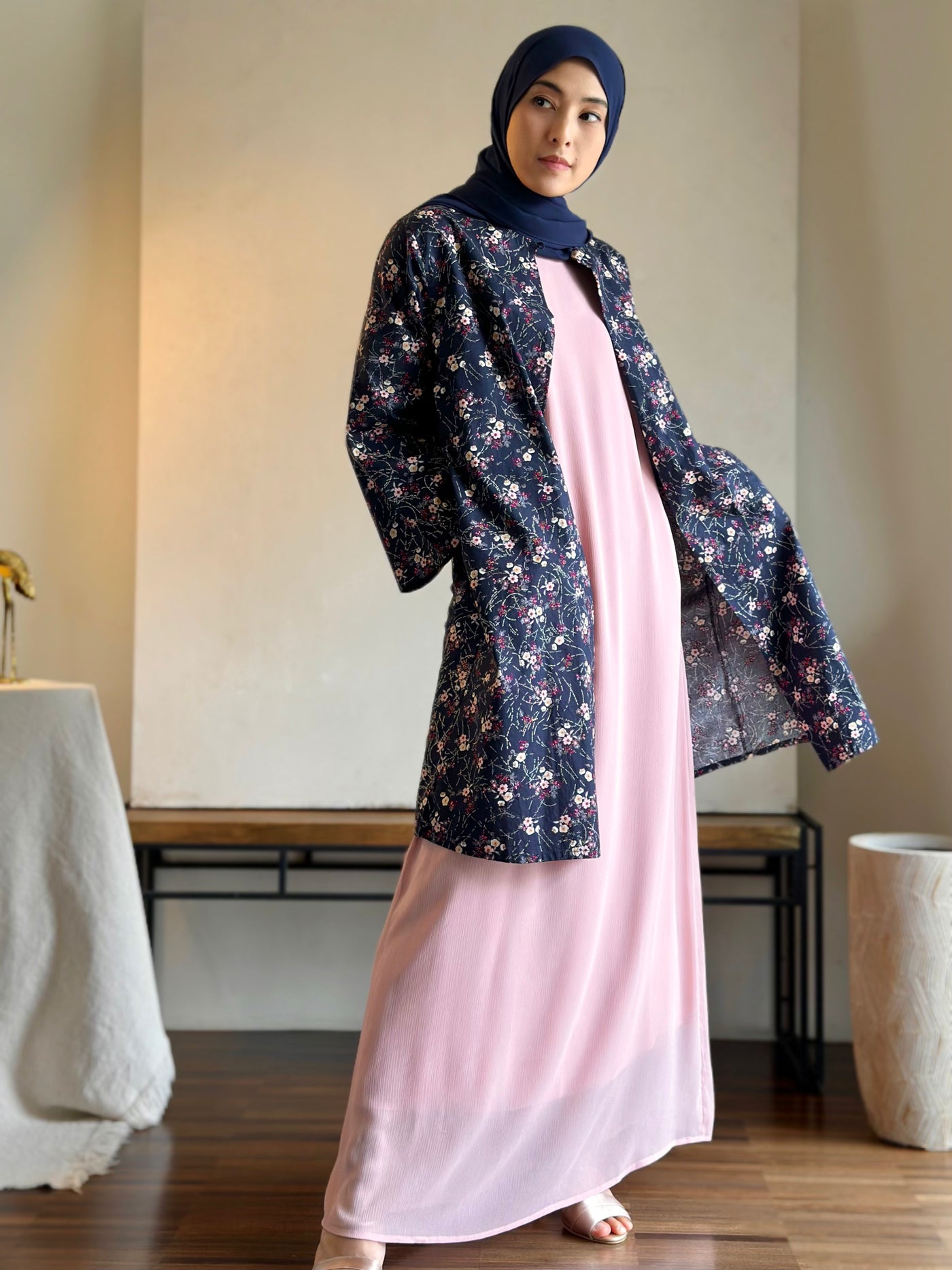 ROSE Flowy Dress with Overcoat Set