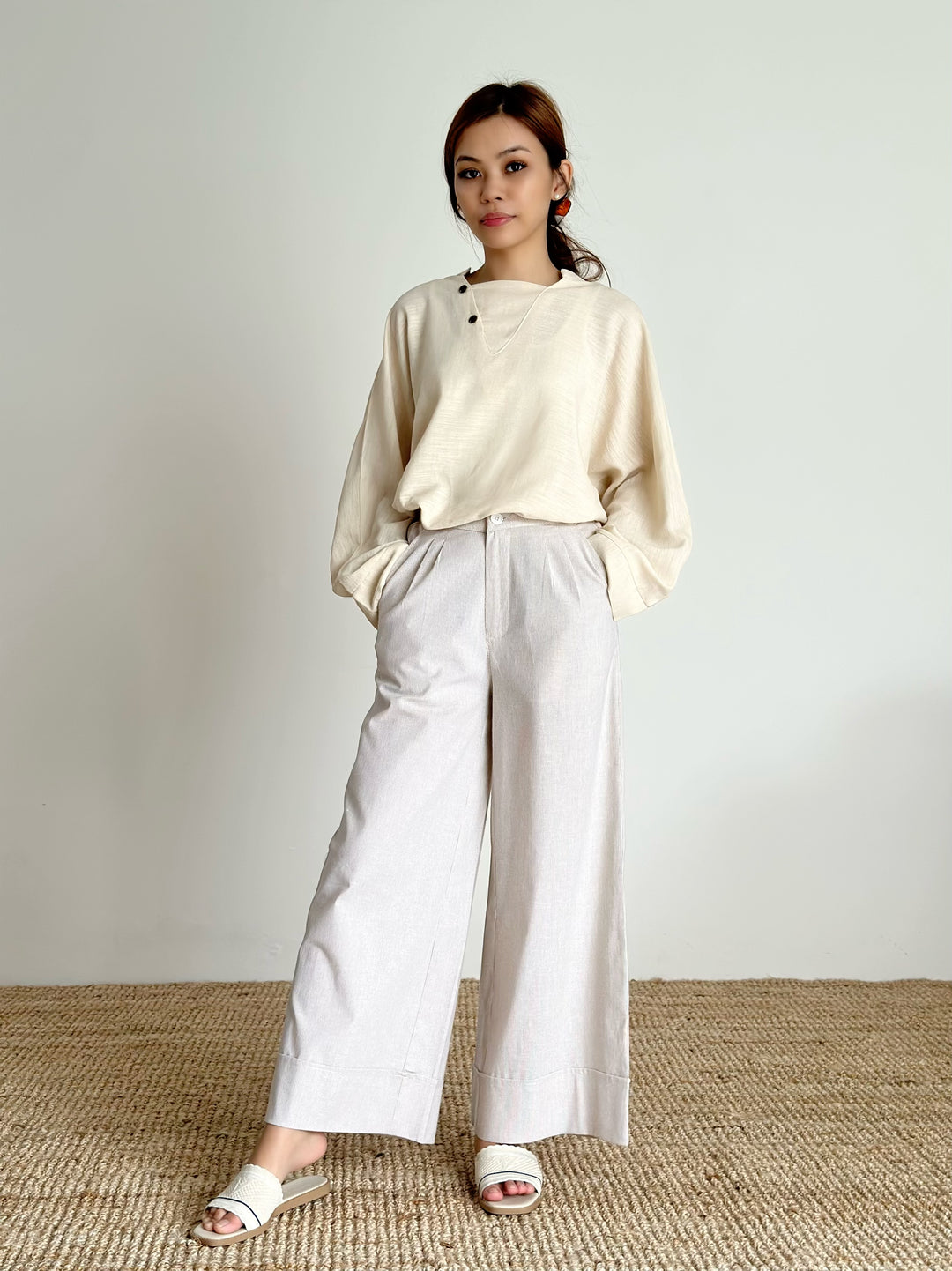 AKASIA Linen Blouse in Vanilla