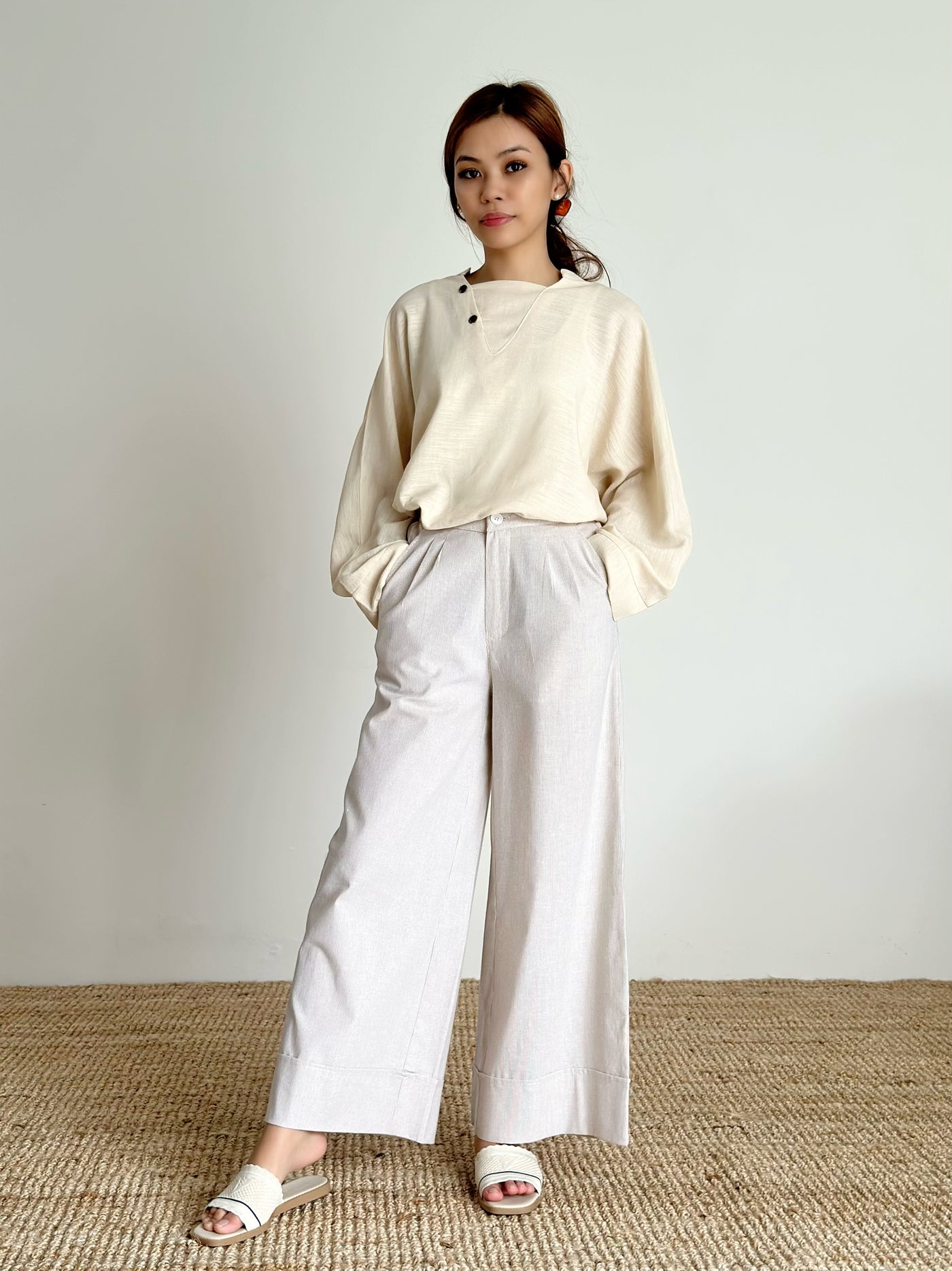 AKASIA Linen Blouse in Vanilla