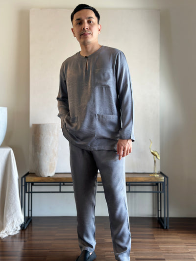MALIK Teluk Belanga Baju Melayu Set in Pewter