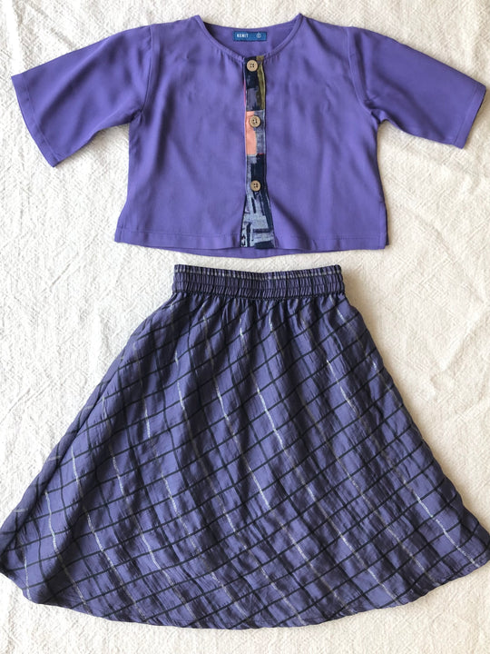 TARI Baby's Blouse with Flared Skirt Set in Purple