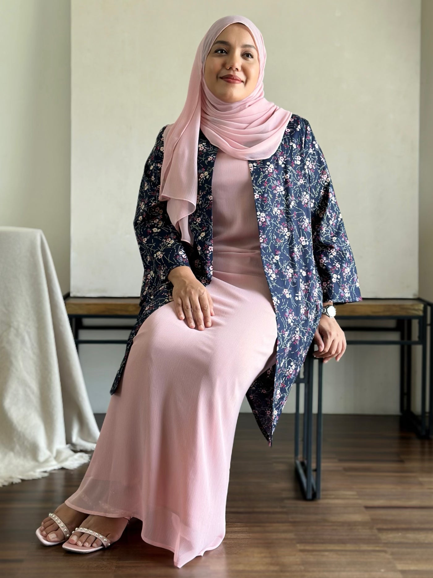 ROSE Flowy Dress with Overcoat Set