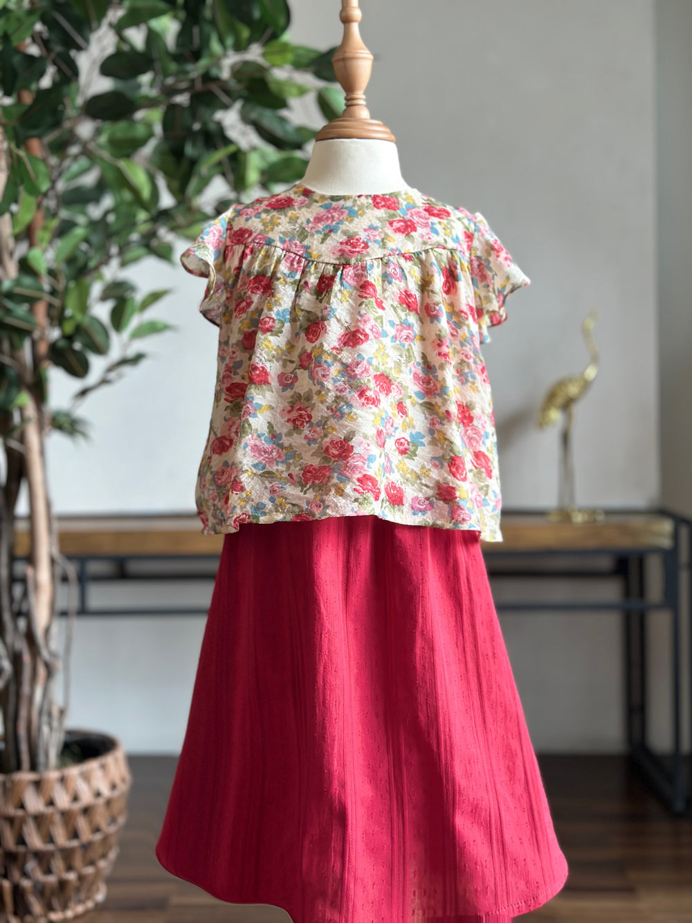 KEKWA Baby's Mini Kurung Set in Red Rose