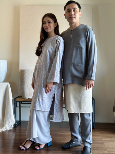 TANJUNG Long Kurung Set in Grey
