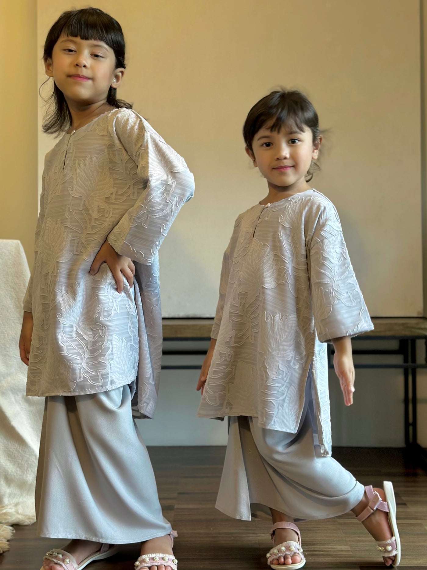 KASTURI Long Kurung Set in Grey