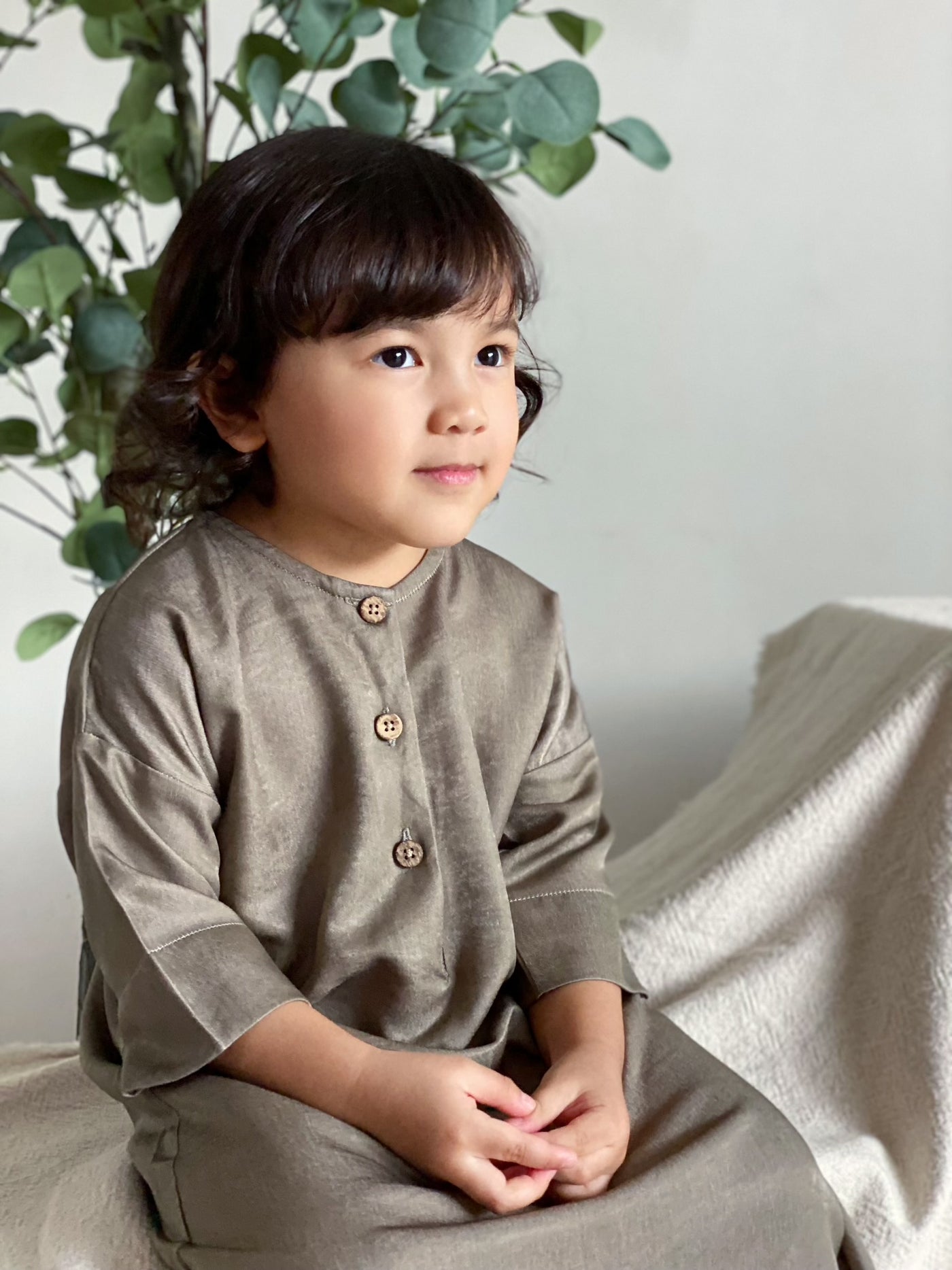 MALIQA Baby's Jubah in Mud Green