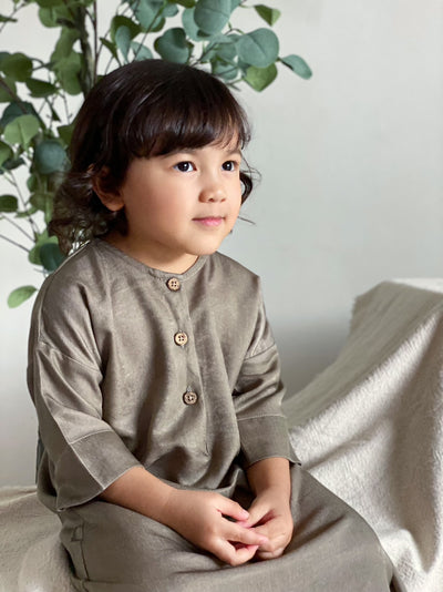 MALIQA Baby's Jubah in Mud Green