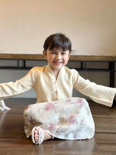 LILY Modern Mini Kebaya Set in Vanilla Rose