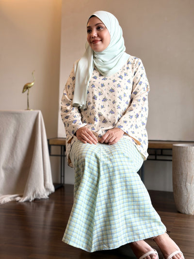 CENDANA Short Kurung Set in Mint Floral