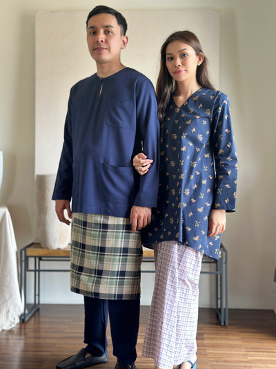 MALIK Teluk Belanga Baju Melayu Set in Navy