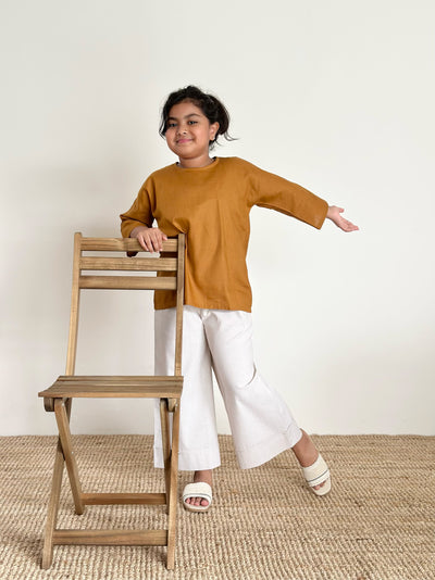 JADE Cotton Palazzo Pants in Oatmeal