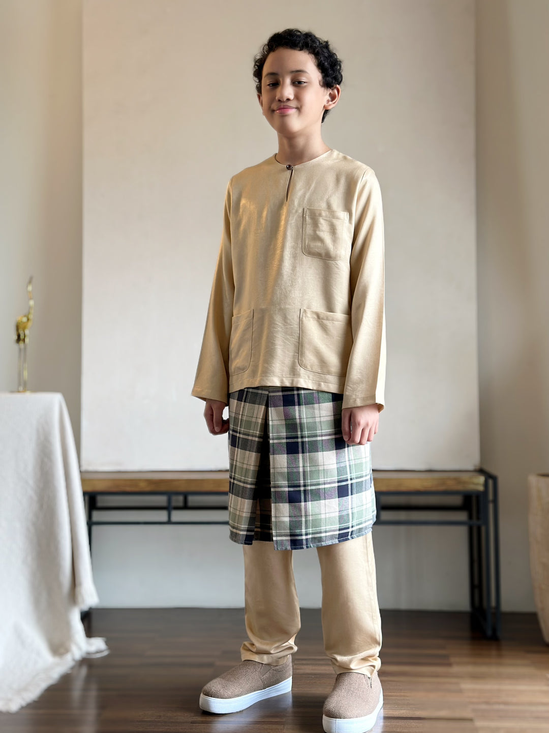 AYUB Instant Pelikat Style Samping in Green Plaid