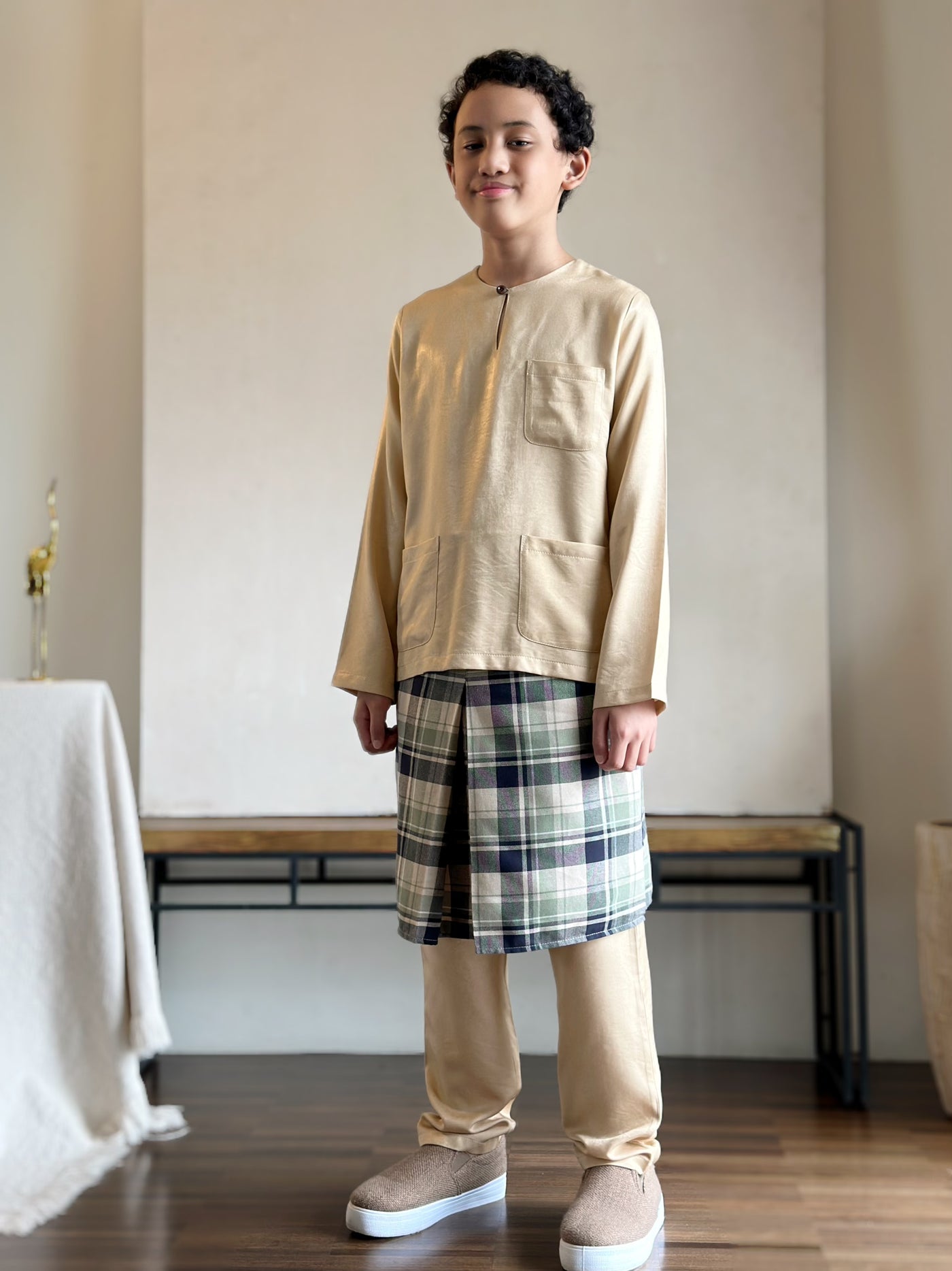 AYUB Instant Pelikat Style Samping in Green Plaid