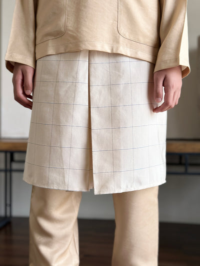 AYUB Instant Pelikat Style Samping in Ivory Windowpane