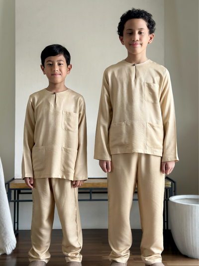 NUH Teluk Belanga Baju Melayu Set in Buttermilk