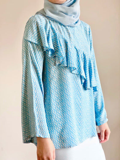 WIDURI Ruffled Kurung Set in Sky