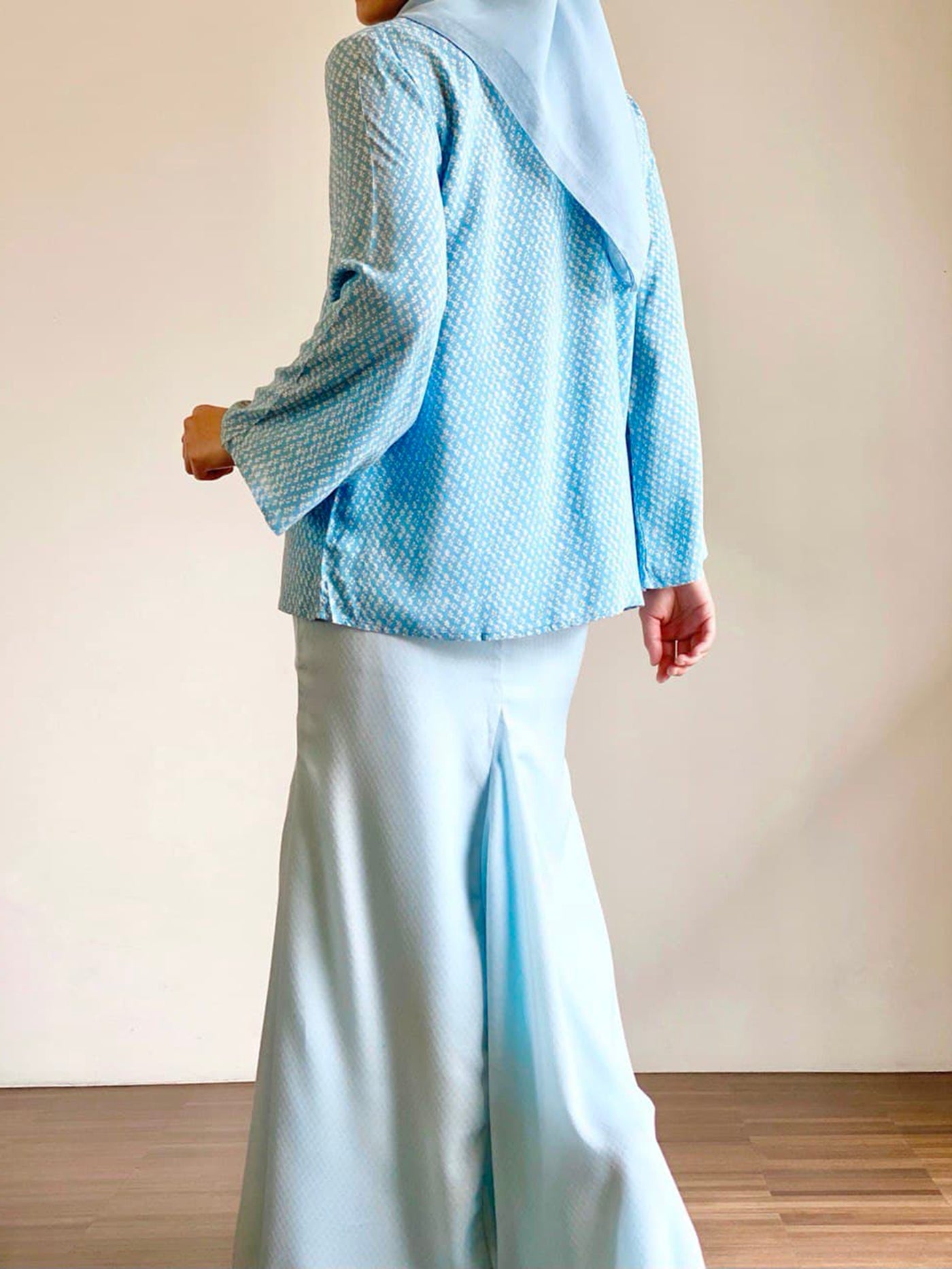 WIDURI Ruffled Kurung Set in Sky