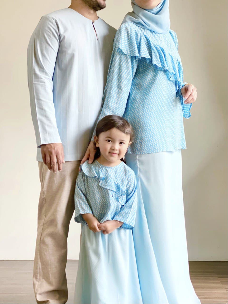WIDURI Ruffled Kurung Set in Sky